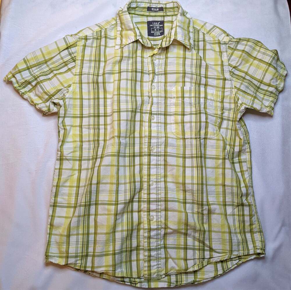 H&M LOGG Green Plaid Shirt Men's Casual Long Sleeve Small